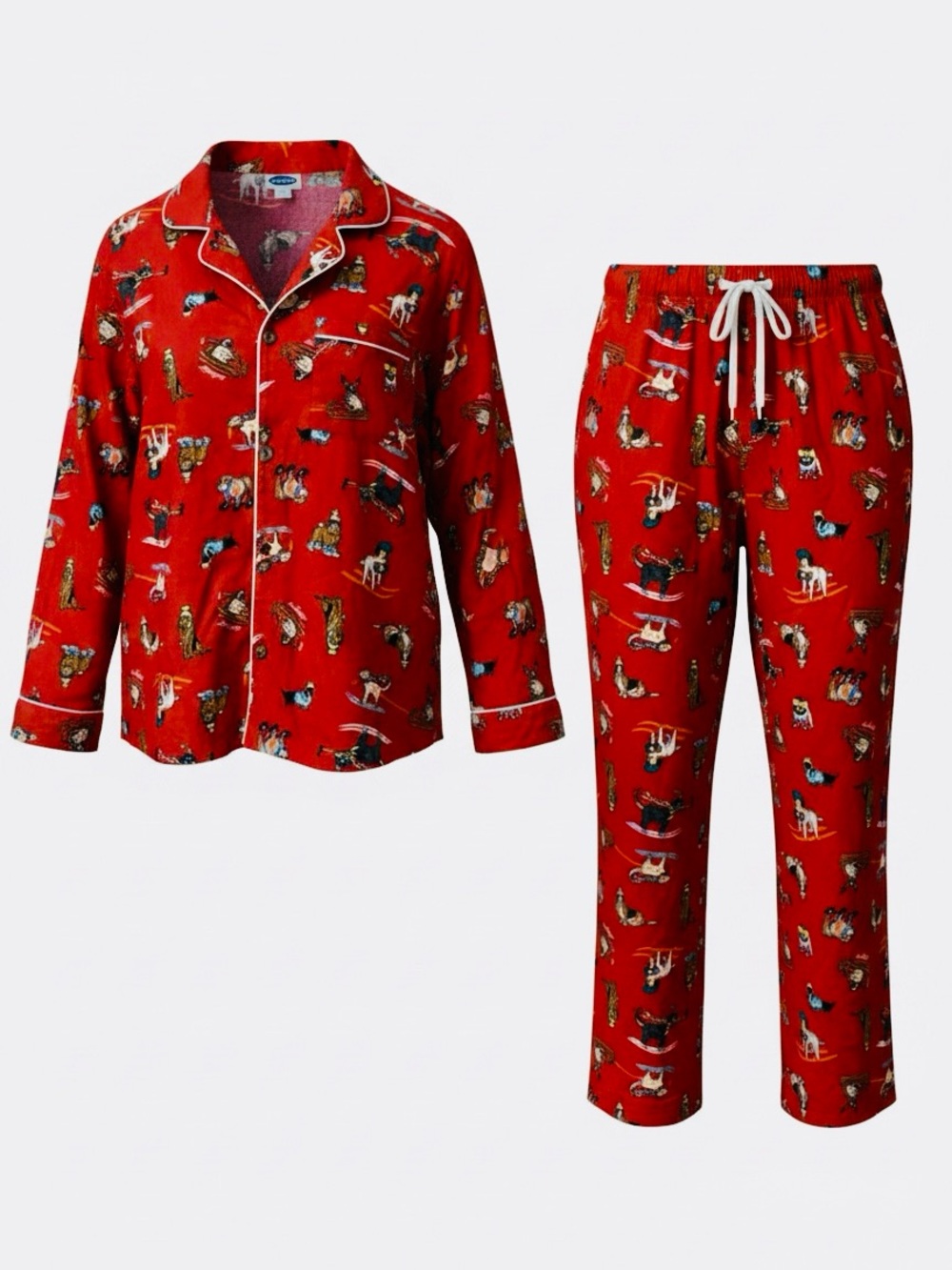 NWT Old Navy Flannel Pajama Set 3X Plus Red Ski Dog